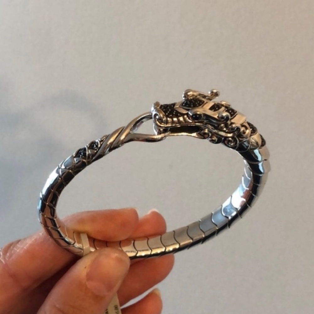 NEW/NEVER WORN John Hardy Legends Naga Silver Bracelet w/ Black & Blue Sapphire